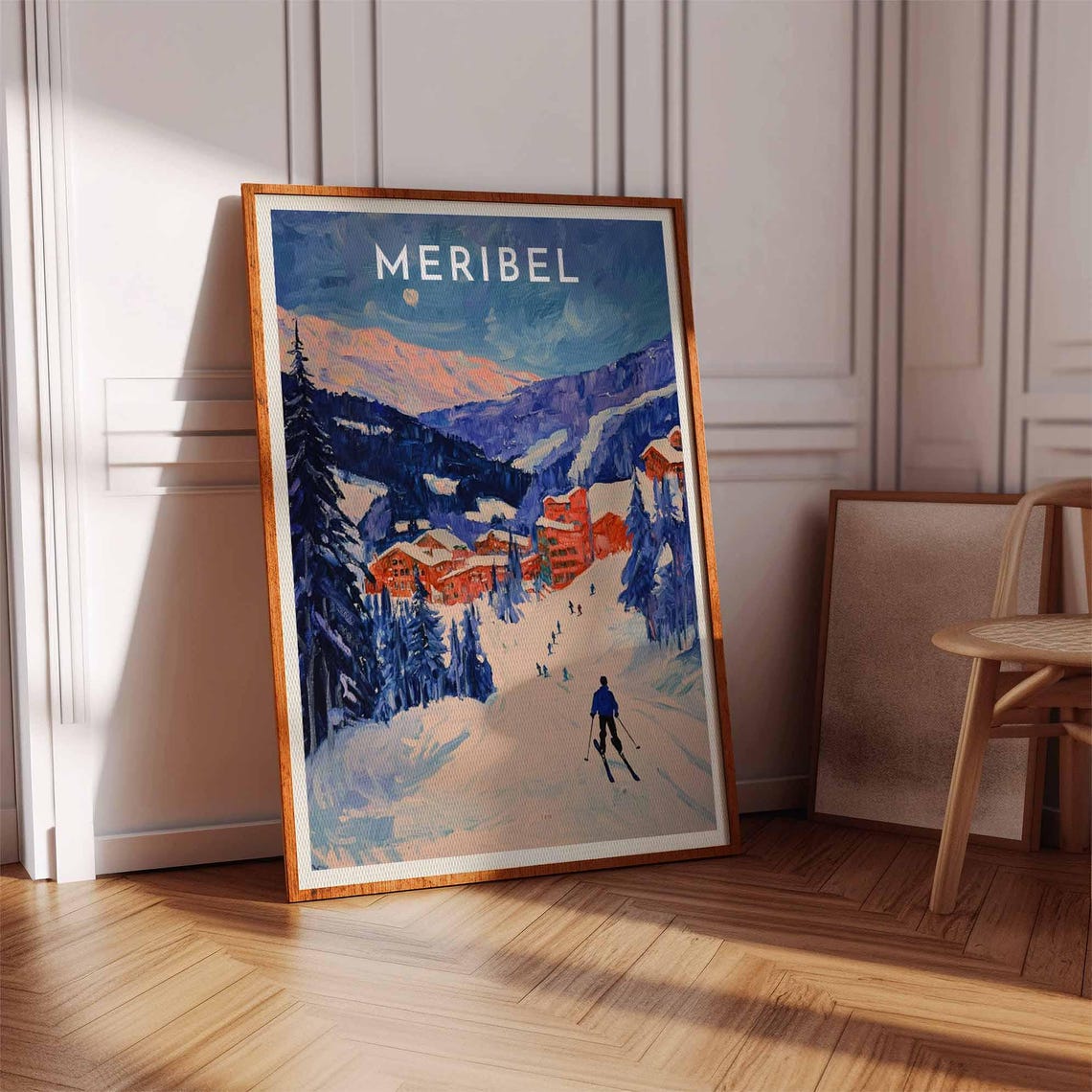 Skiing Travel Poster Mribel Ski Print France Travel Print Skiing Art Skiing Print Winter Sport Art Ski Gift - Image 3