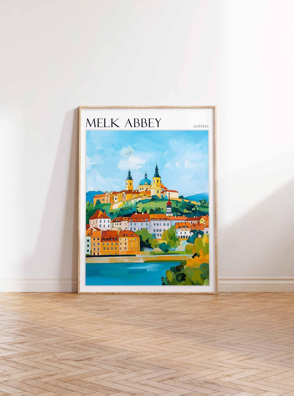 Melk Abbey Austria Abbey Above Riverside Old Town Travel Poster - Image 4