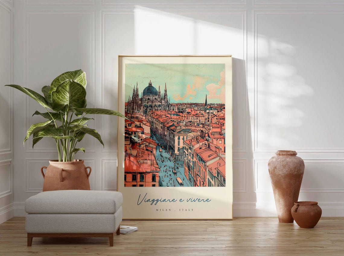 Milan Poster Italian Travel Print Milan Travel Art Milan Wall Art Italy Art Italy Travel Decor Italian Travel Gift - Image 3