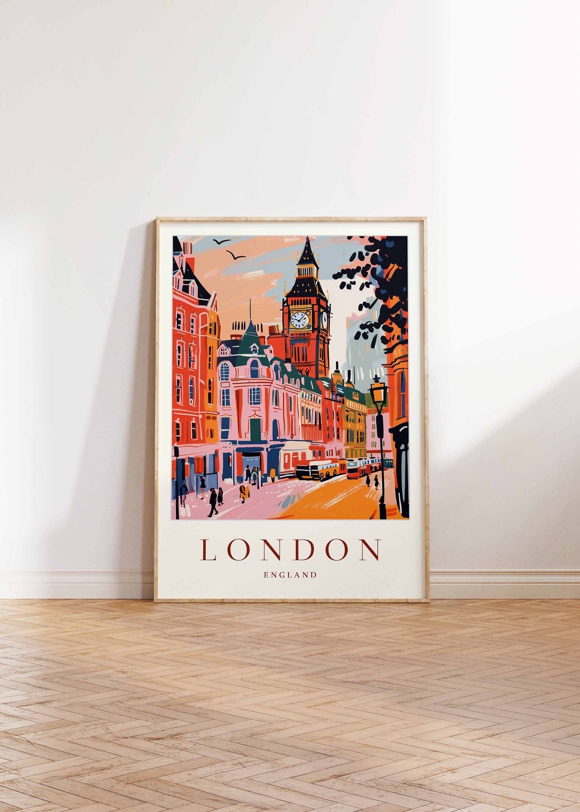 London Poster London Travel Print England Wall Art British Travel Print Tropical Decor City Print London Gift London Travel Print - Image 2