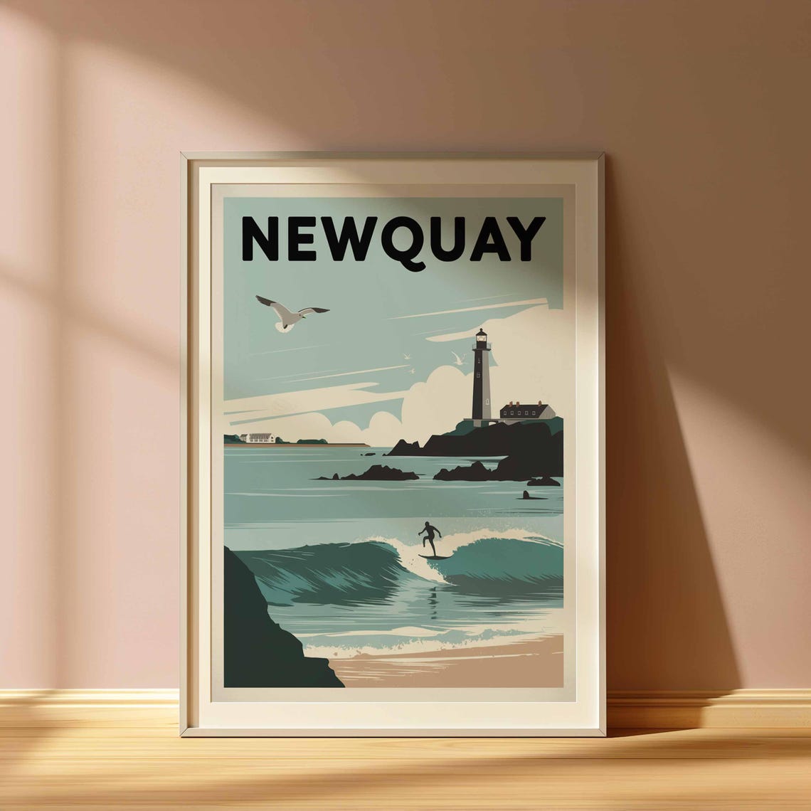 Newquay Print Coastal Travel Poster Cornwall Travel Print Coastal Wall Art Seaside Art Coastal Gift Uk Coast Art Uk Travel Poster - Image 3