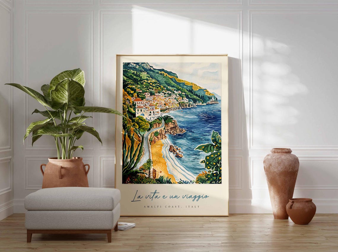 Amalfi Coast Poster Amalfi Coast Travel Print Amalfi Coast Travel Art Amalfi Coast Wall Art Italy Art Italy Travel Decor Travel Gift - Image 3
