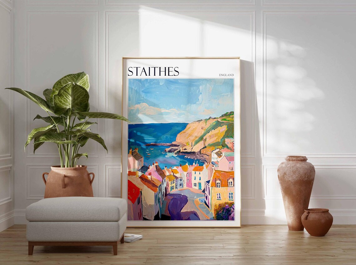 Staithes England Charming Coastal Village Streets by the Sea Poster - Image 2