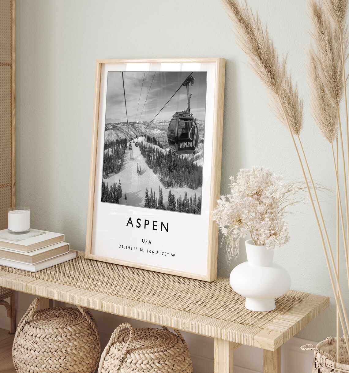 Aspen Colorado USA Gondola Lift Snowy Ski Mountain Photo Poster - Image 2