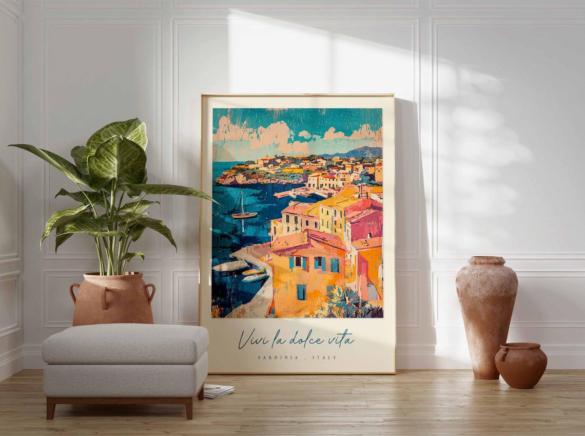 Sardinia Poster Italian Travel Print Sardinia Travel Art Sardinia Wall Art Italy Art Italy Travel Decor Italian Travel Gift - Image 3