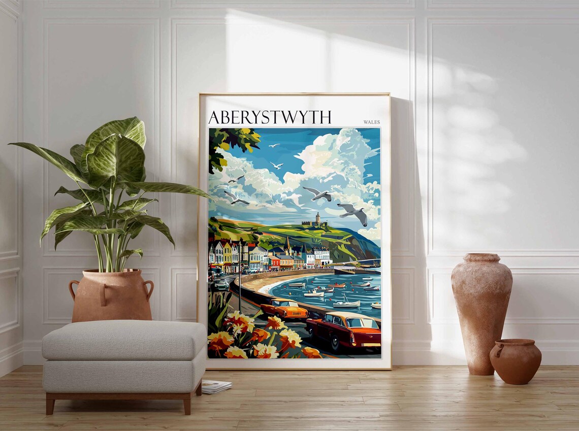 Aberystwyth Travel Poster, Welsh Seaside Decor - Image 3