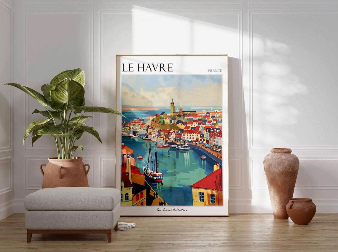 Le Havre Poster France Travel Print French Decor Europe Travel Poster European Wall Art Le Havre Gift Le Havre Travel Poster - Image 3