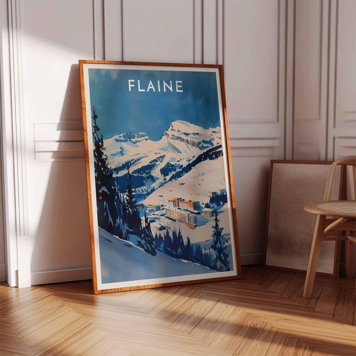 Flaine Skiing Travel Poster, France Winter Sport Art - Image 2