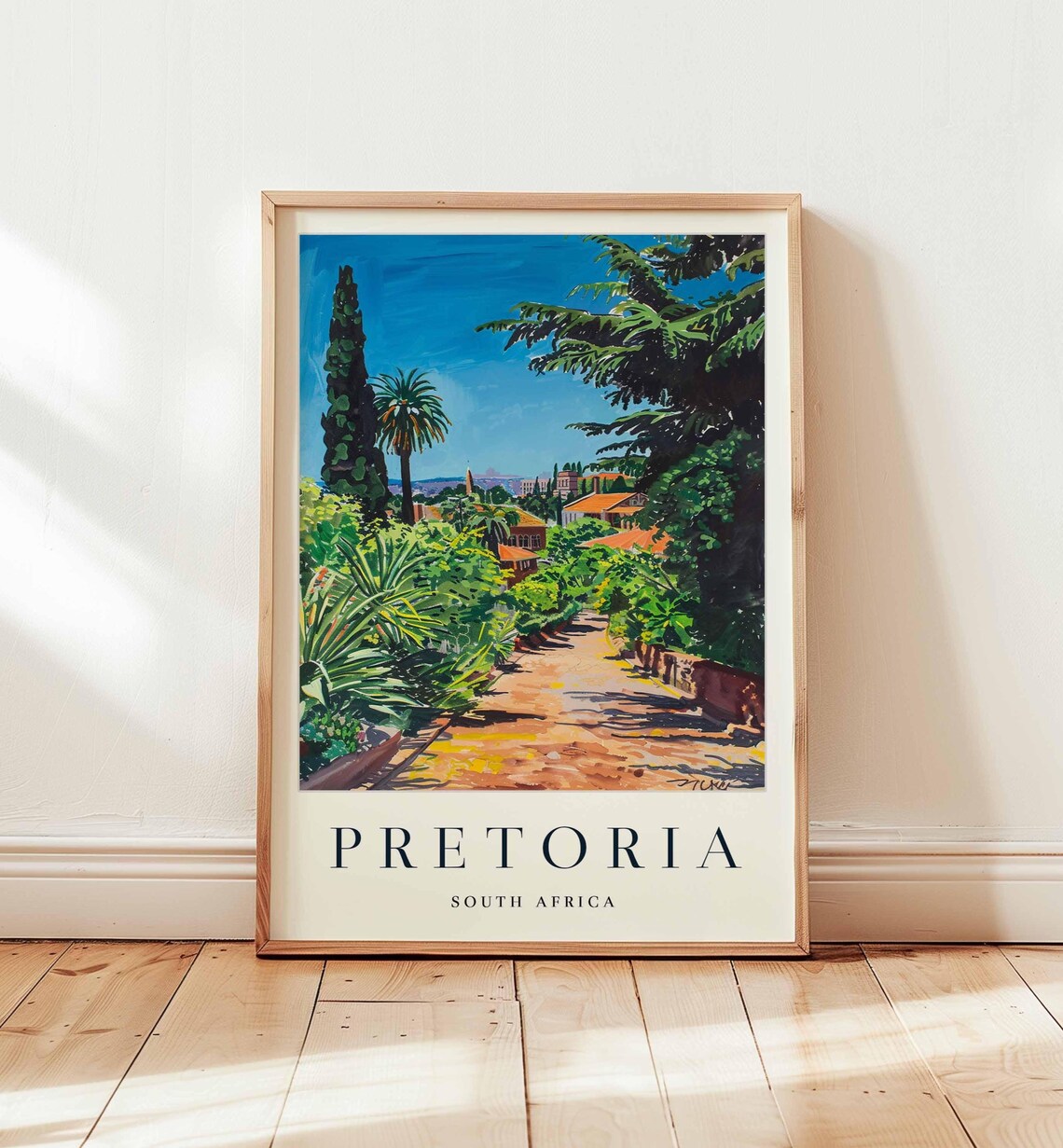 Pretoria South Africa Palm Garden Path Sunny Day Travel Poster