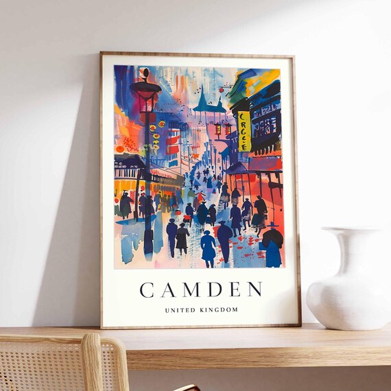 Camden London Colorful Evening Street Market Scene United Kingdom Poster
