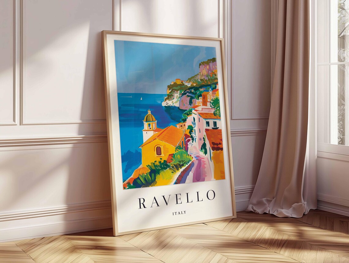 Ravello Italy Amalfi Coast Town Domed Church Winding Street Poster - Image 2