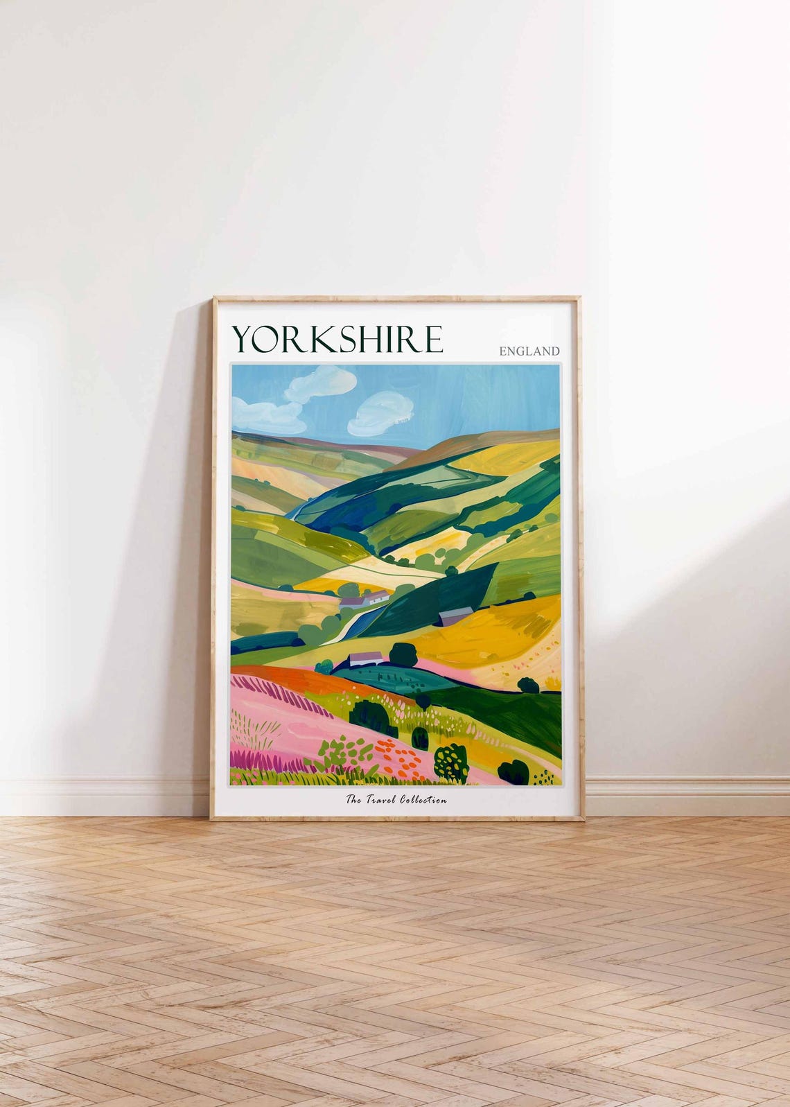 Yorkshire Patchwork Rolling Hills Colorful Dales Countryside Poster - Image 2