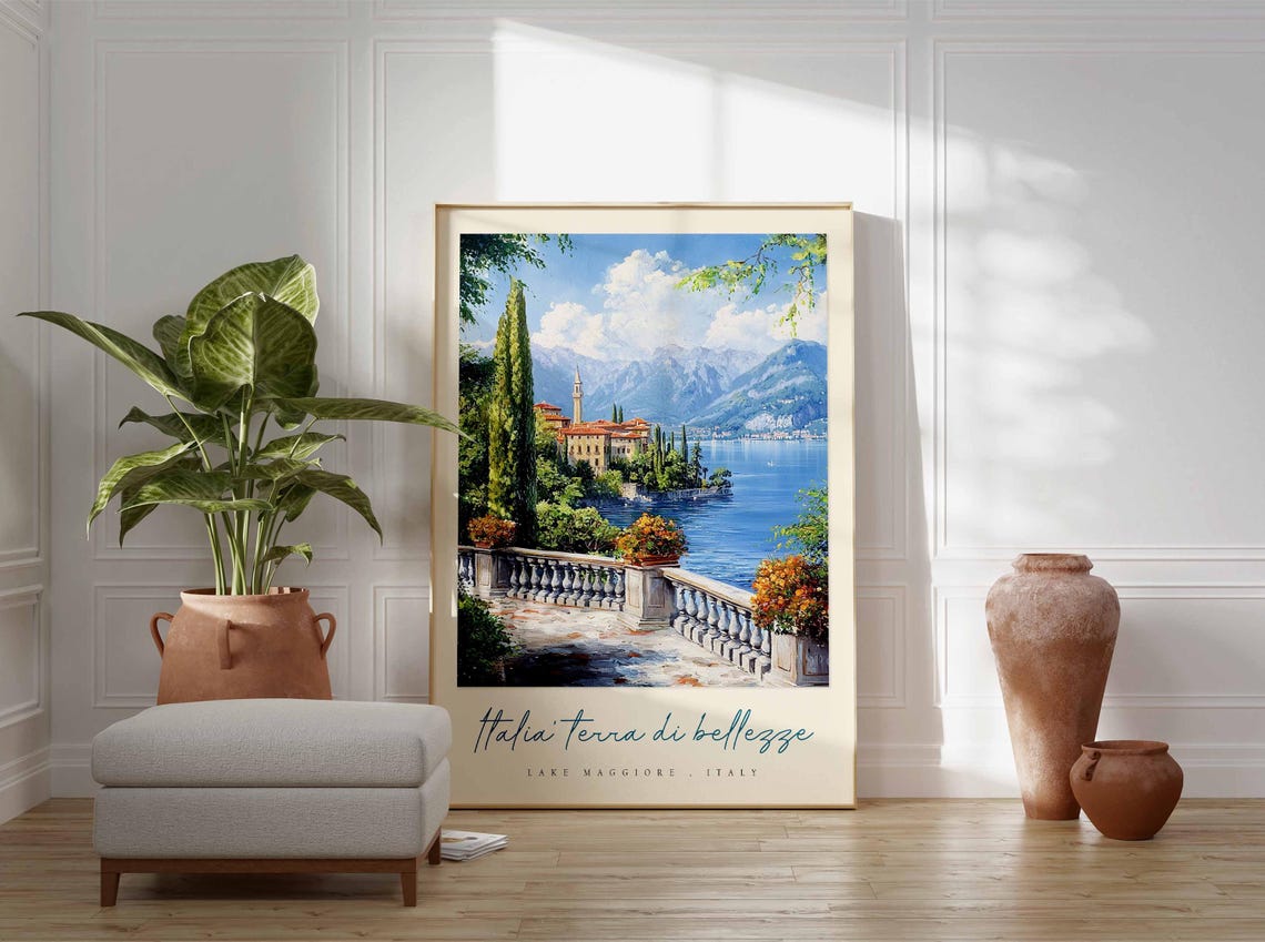 Lake Maggiore Poster Italian Travel Print Lake Maggiore Travel Art Lake Maggiore Wall Art Italy Art Italy Travel Decor Travel Gift - Image 3