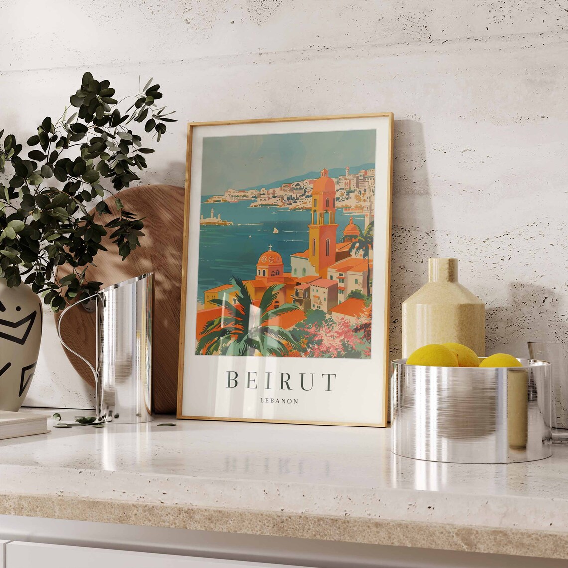 Beirut Travel Poster, Lebanon Botanical Decor - Image 3