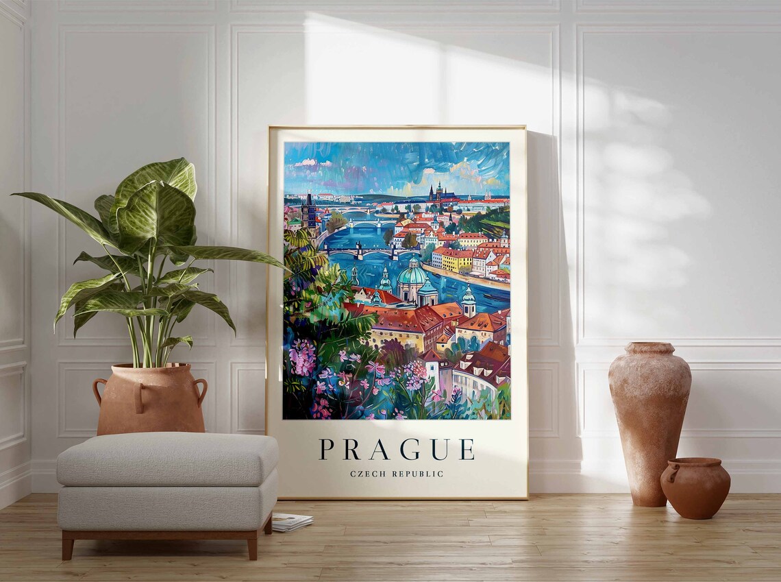 Prague Travel Poster, European City Wall Art - Image 3