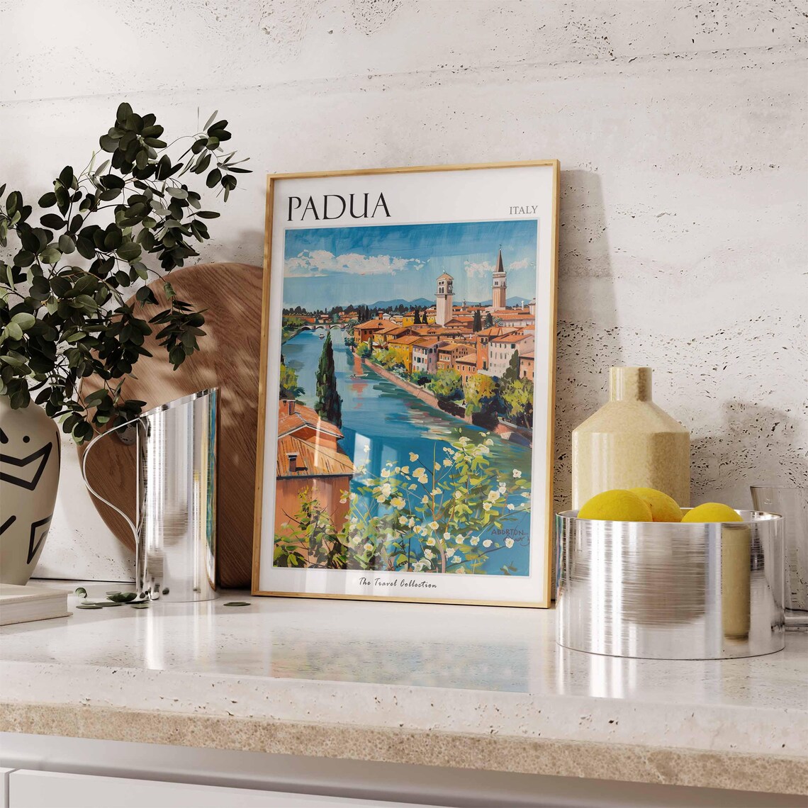 Padua Italy River Cityscape Towers Colorful Travel Art Poster - Image 3