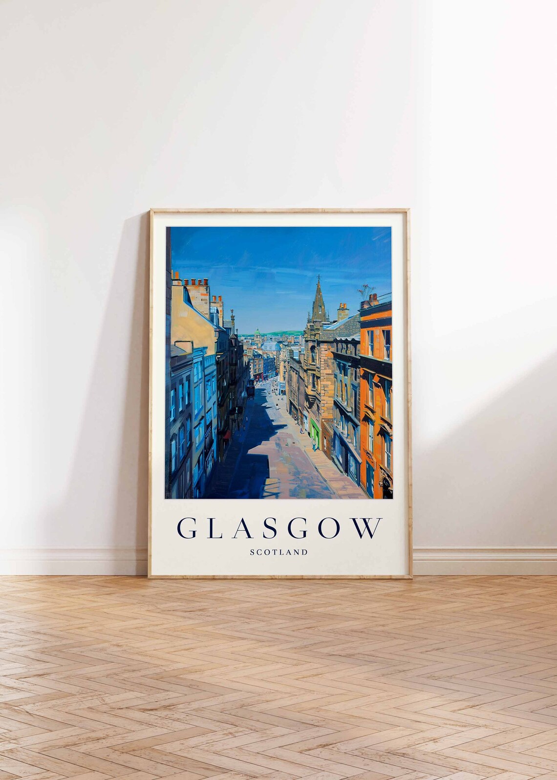 Glasgow Scotland Historic Narrow Street Old Town View Travel Poster - Image 2