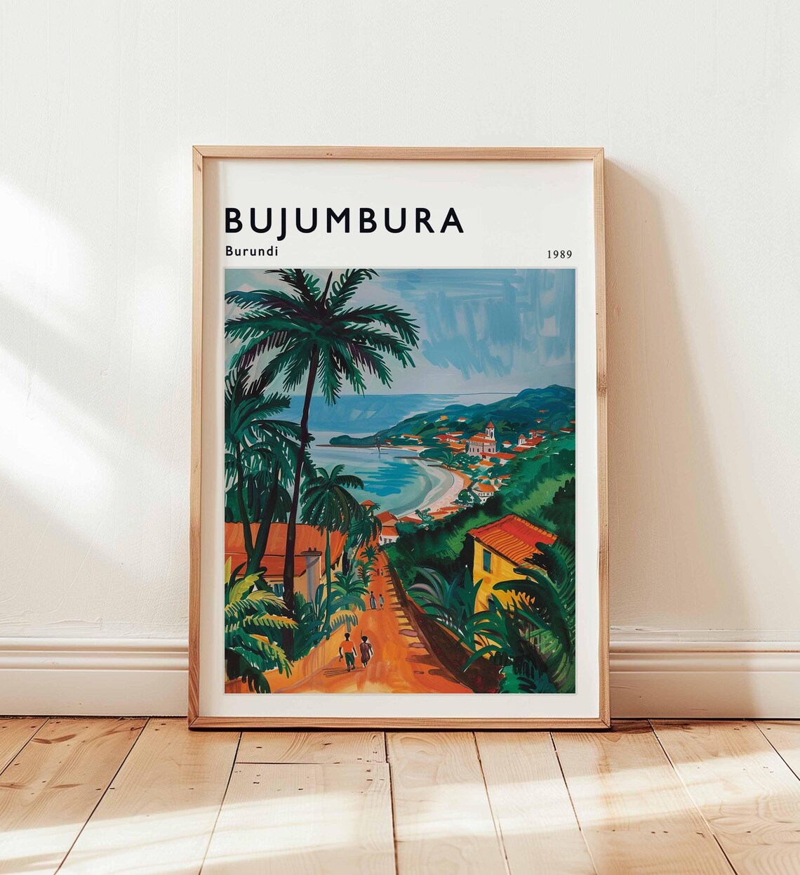 Bujumbura Burundi 1989 Red Dirt Road Palm Bay Painting Poster
