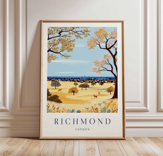 Richmond London Park Deer Autumn Meadow Nature Travel Wall Poster
