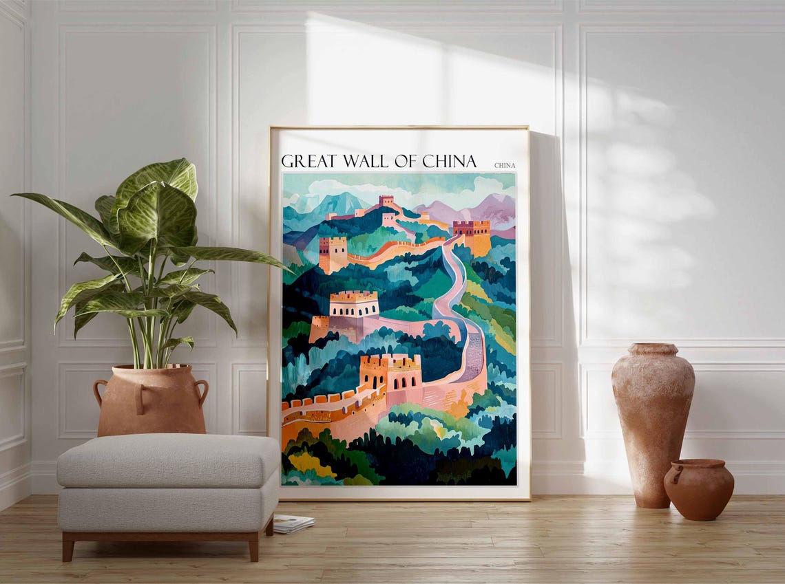 Great Wall Of China Poster Great Wall Of China Travel Print Chinese Decor Asia Travel Poster Asian Wall Art Botanical Decor China Gift - Image 2