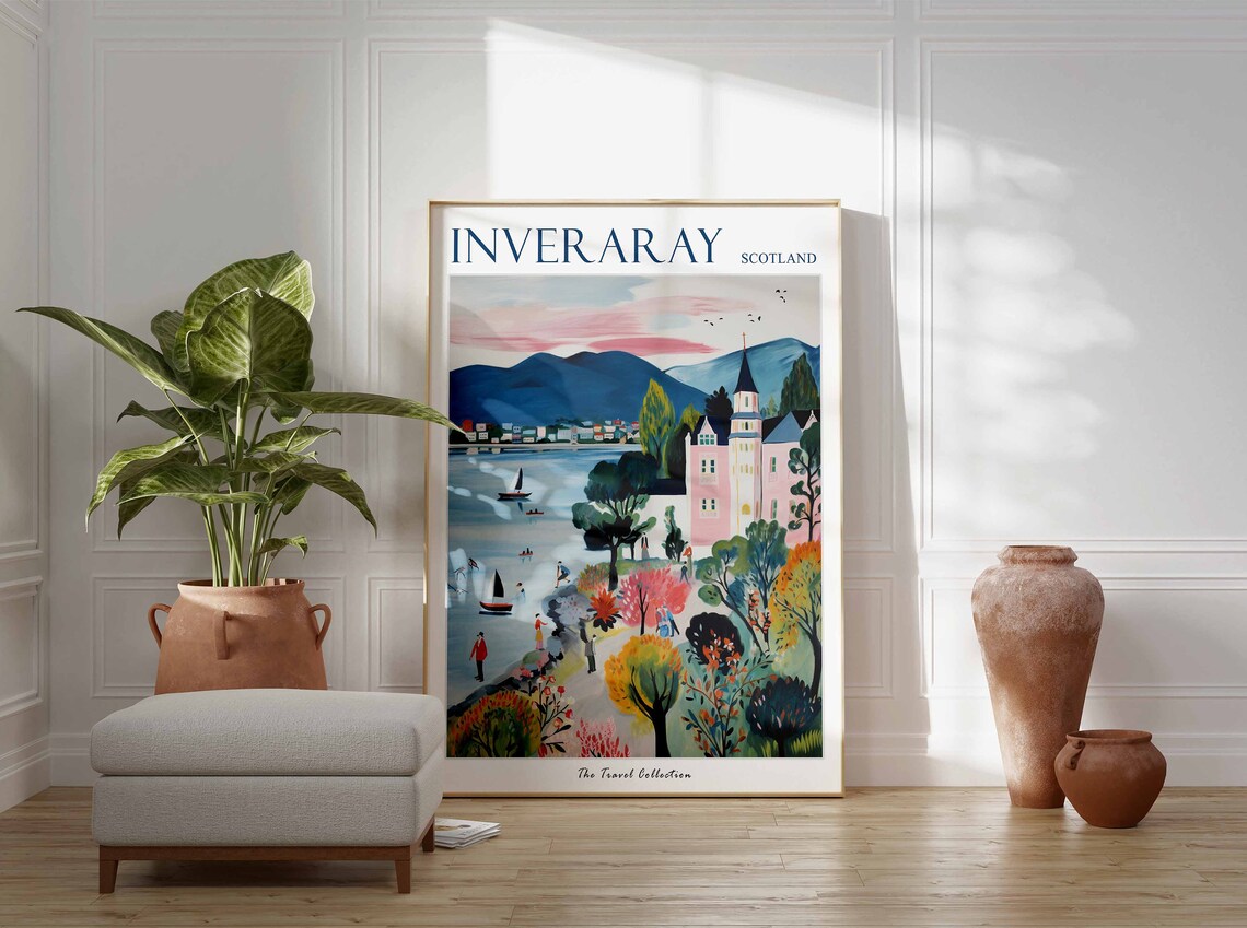 Inveraray Poster Inveraray Travel Print Scotland Travel Poster Scottish Decor Tropical Decor Inveraray Gift Inveraray Travel Poster - Image 3