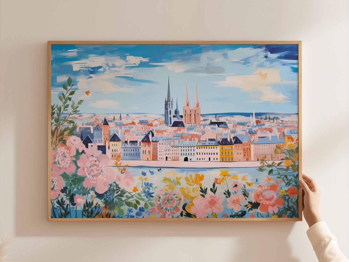 Cologne Germany Watercolor Cathedral Skyline Floral Art Poster
