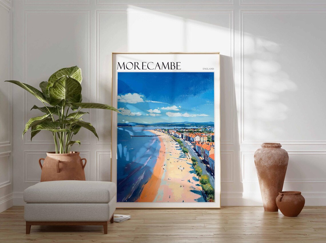 Morecambe Bay Poster England Travel Poster Coastal Wall Art Uk Decor British Home Decor English Riviera Poster Morecambe Travel Print - Image 3