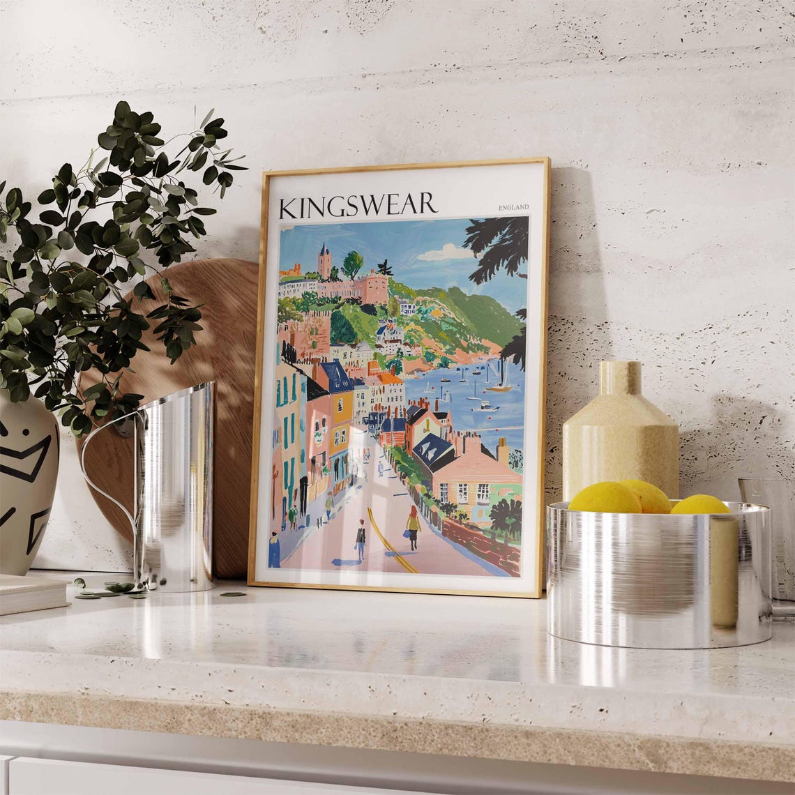 Kingswear Poster English Riviera Poster Uk Travel Poster Coastal Wall Art British Decor Kingswear Travel Print Kingswear Wall Decor - Image 2