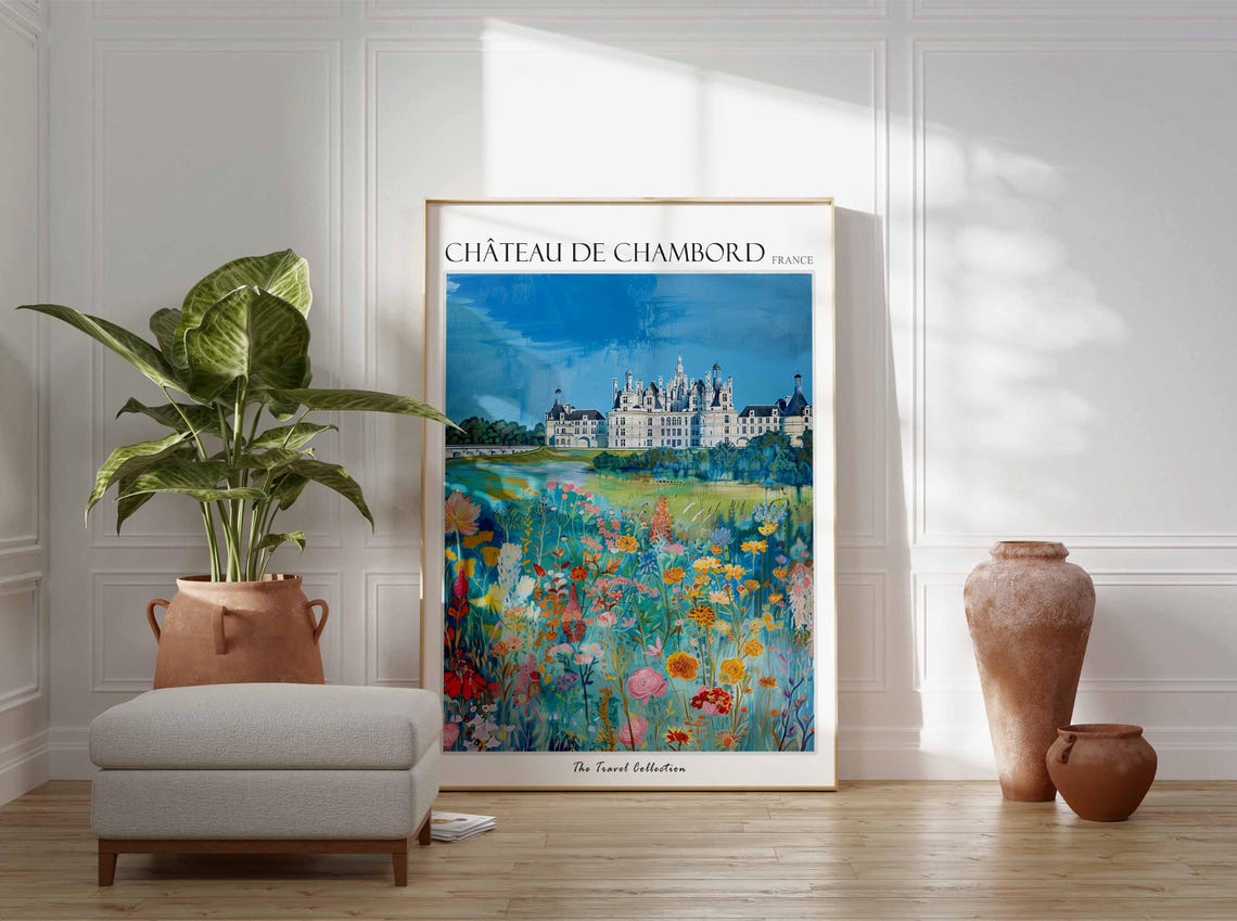 Chteau De Chambord Poster France Travel Print French Decor Europe Travel Poster European Wall Art Chteau De Chambord Travel Poster - Image 3