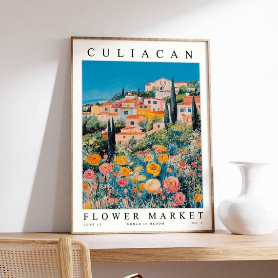 Culiacan Flower Market Poster Print Sinaloa Floral Wall Art Mexico Decor Botanical Latin America Travel