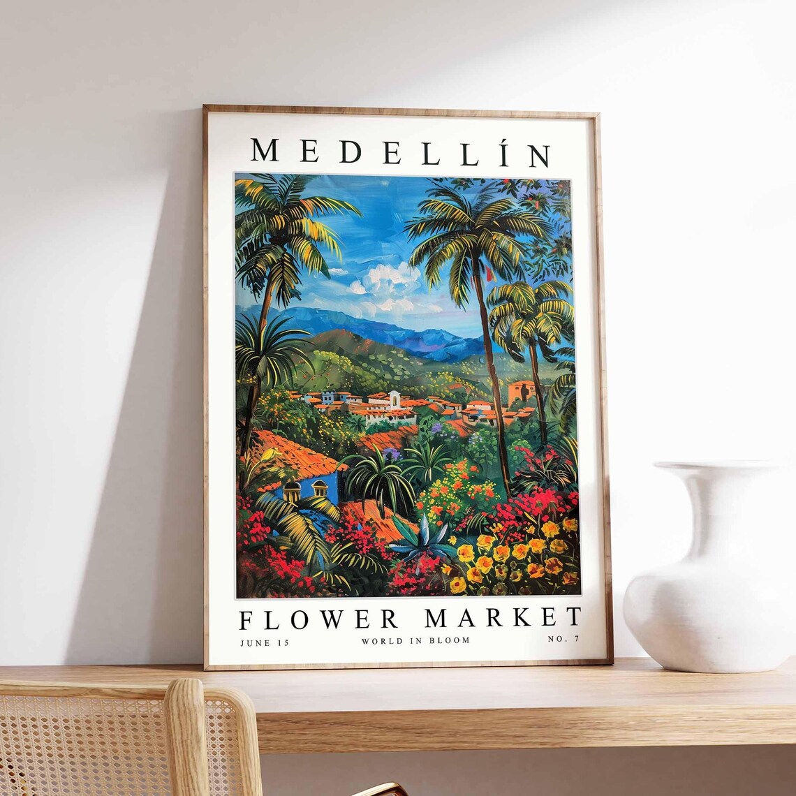 Medellín Flower Market, Colombian Travel Poster