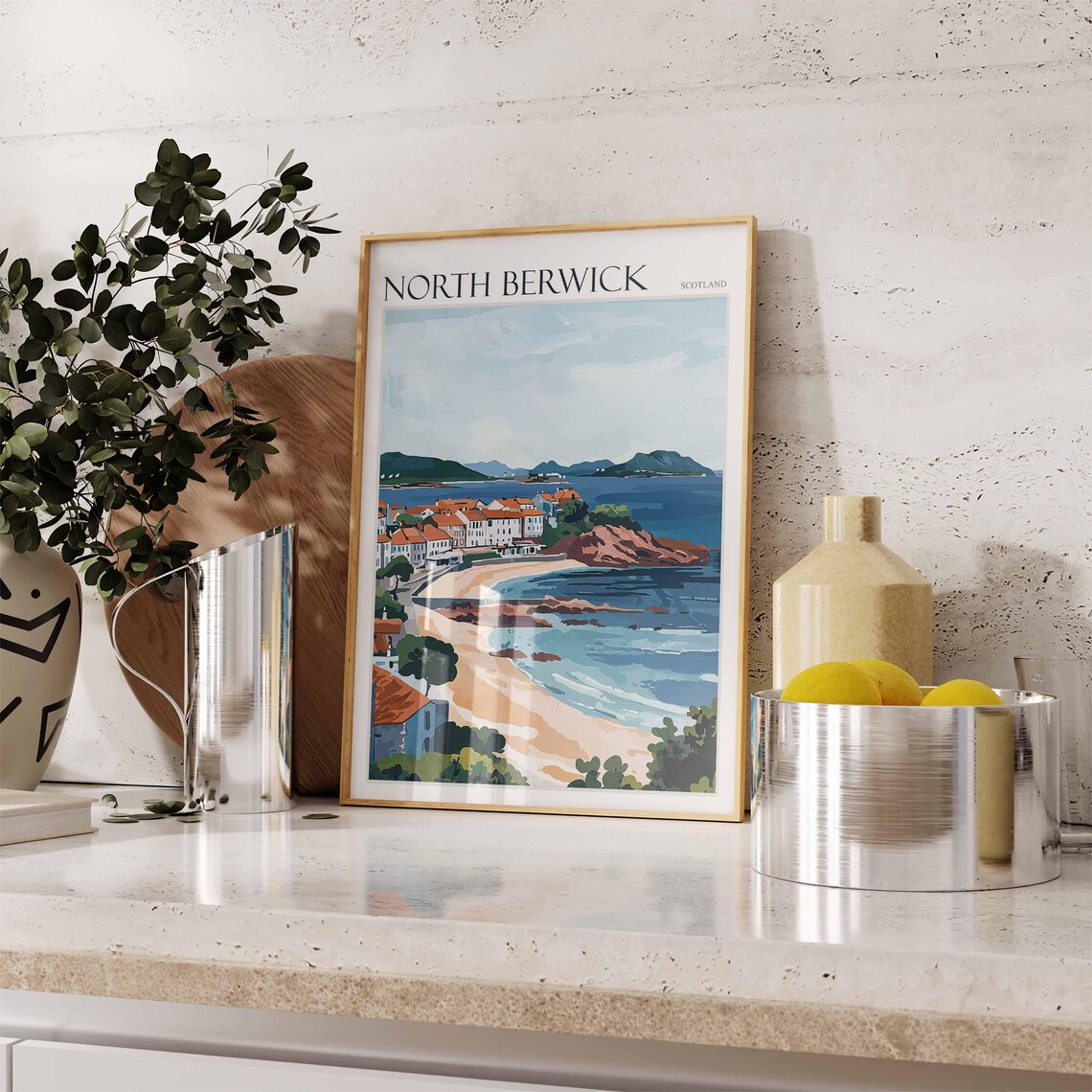 North Berwick Sandy Bay Islands Town Coast Scotland Travel Poster - Image 3