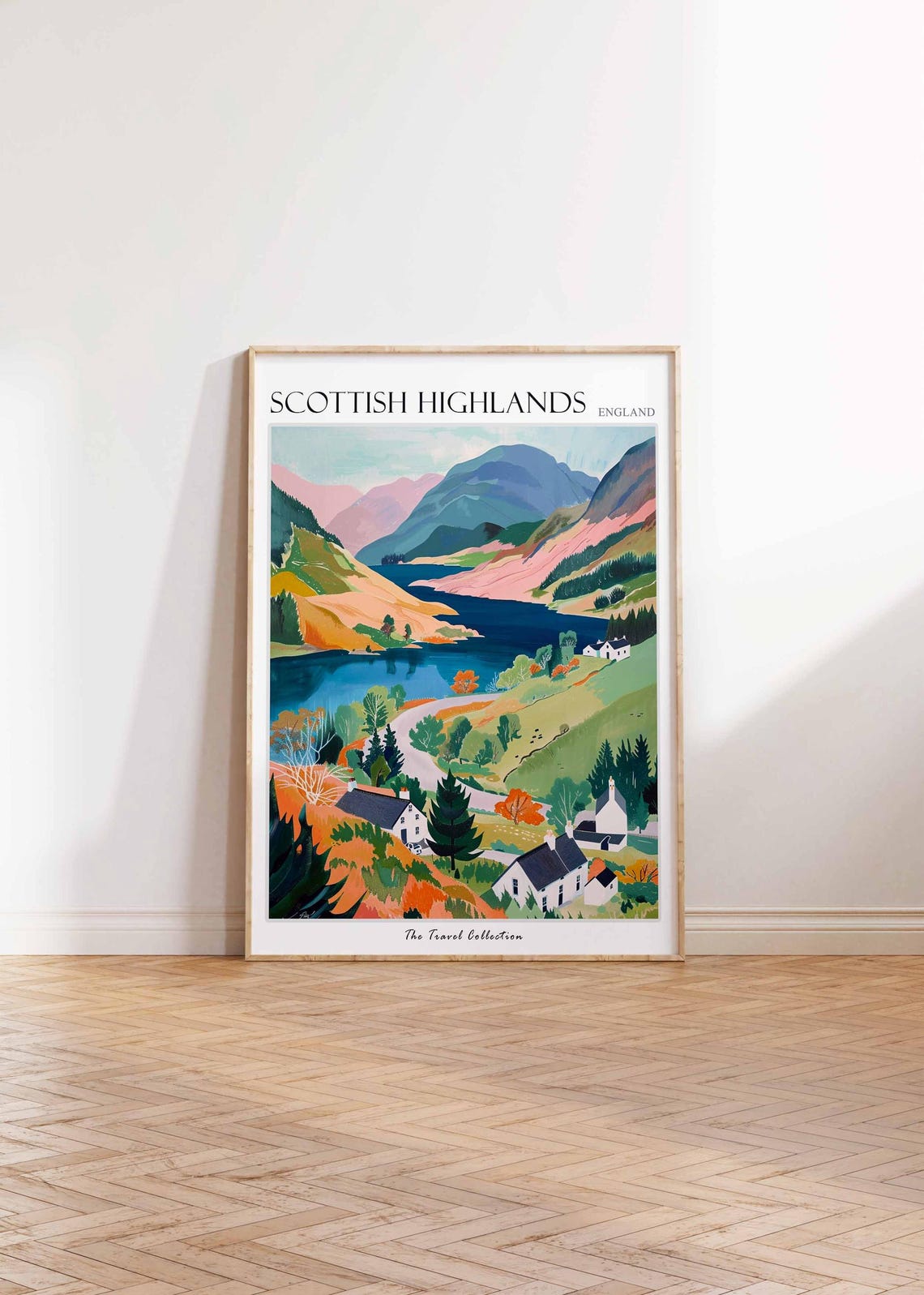 Scottish Highlands Mountain Loch Autumn Landscape Colorful Poster - Image 2