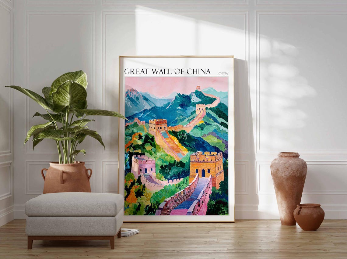 Great Wall Of China Poster Great Wall Of China Travel Print Chinese Decor Asia Travel Poster Asian Wall Art Botanical Decor China Gift - Image 2