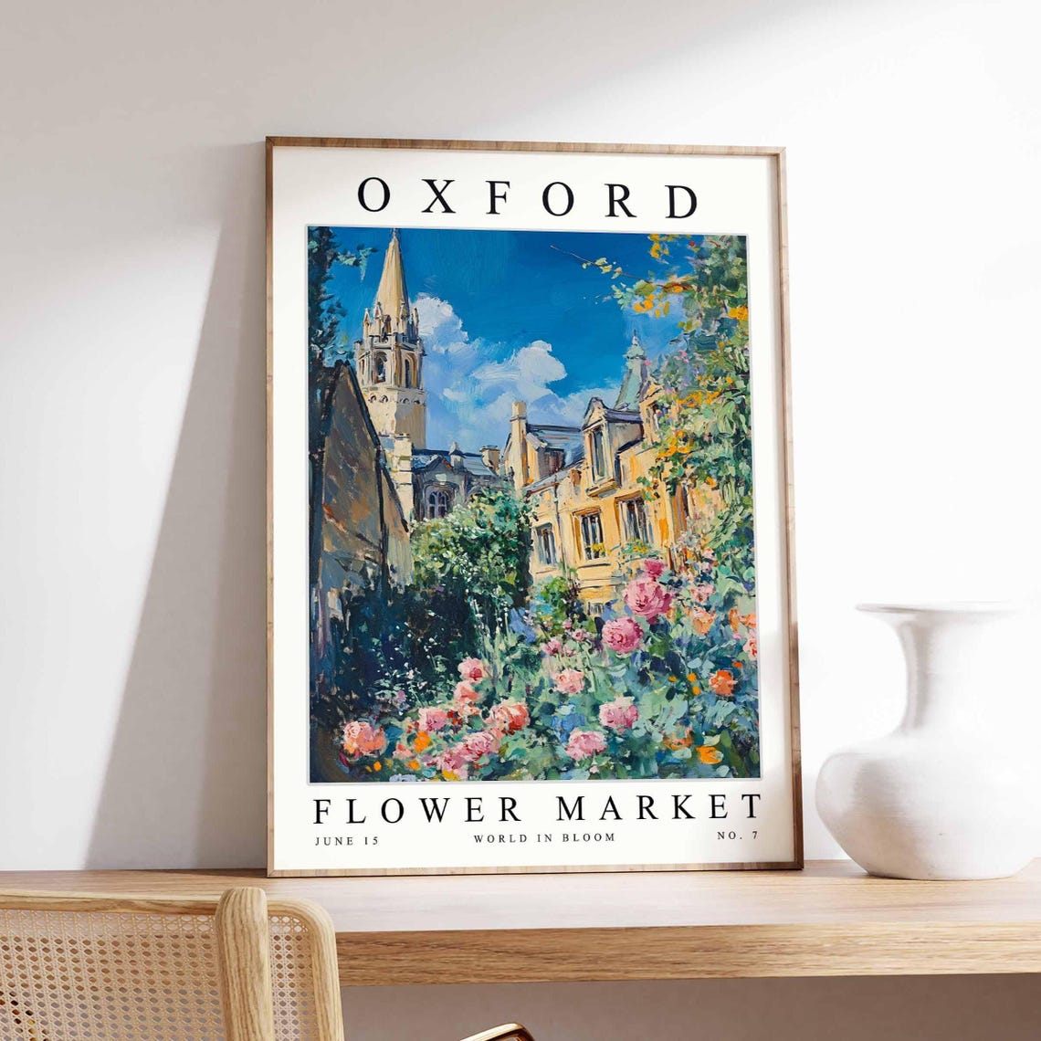 Oxford Flower Market Poster Oxfordprint English Floral Wall Art Oxfordfloral Decor Botanical Uk Print Travel