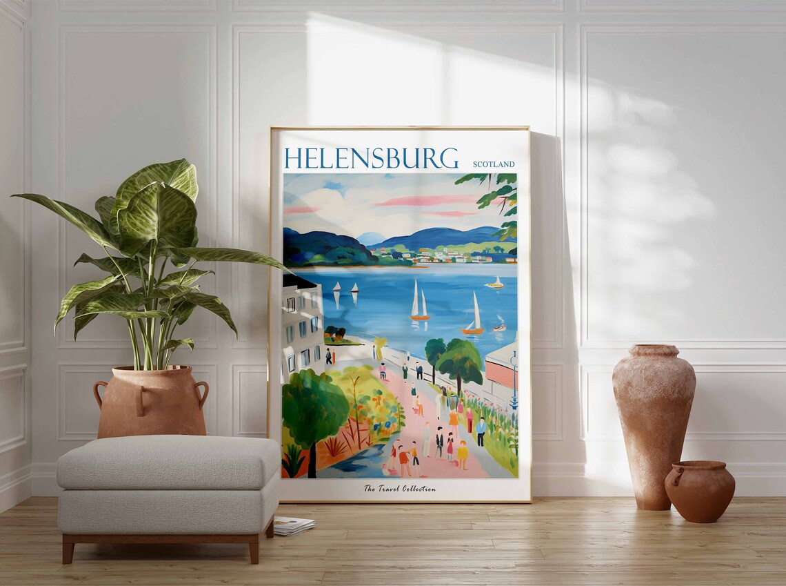 Helensburgh Scotland Seaside Promenade Sailboat Summer Art Poster - Image 3