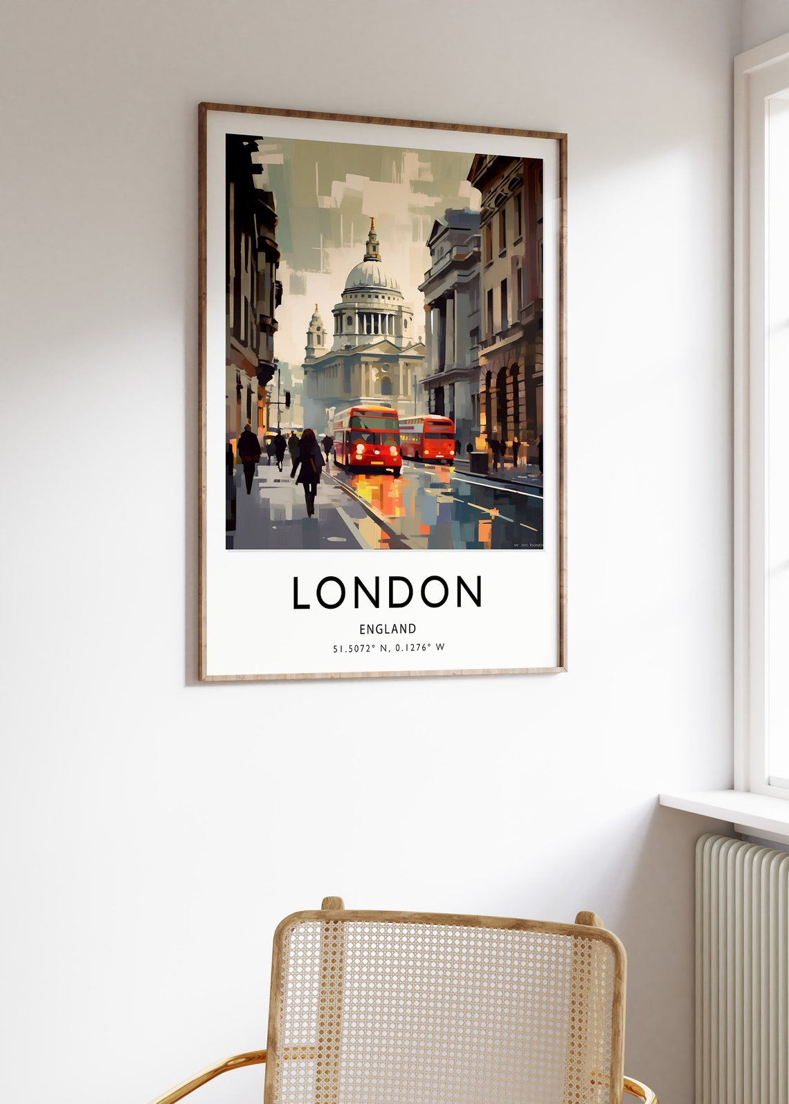 London England St Pauls Cathedral Red Double Decker Buses Poster - Image 2
