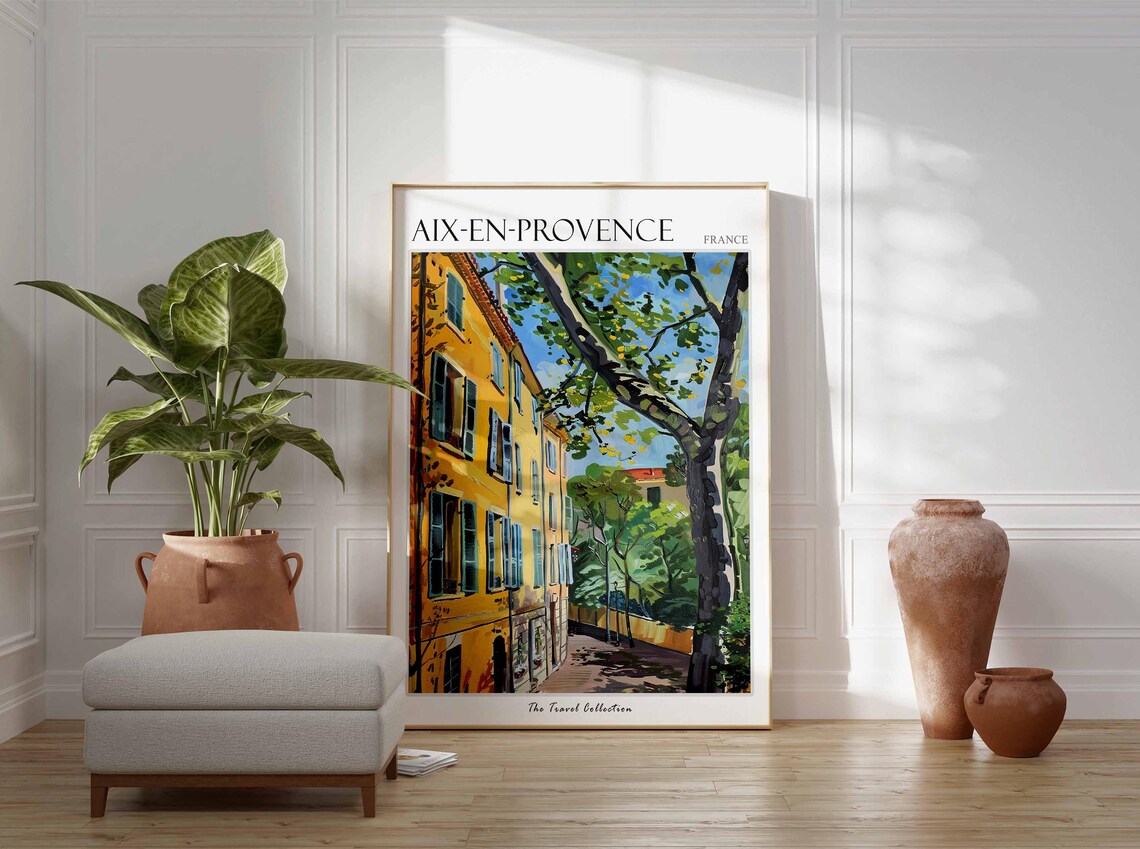 Aix-en-Provence France Golden Building Painted Street Travel Poster - Image 3