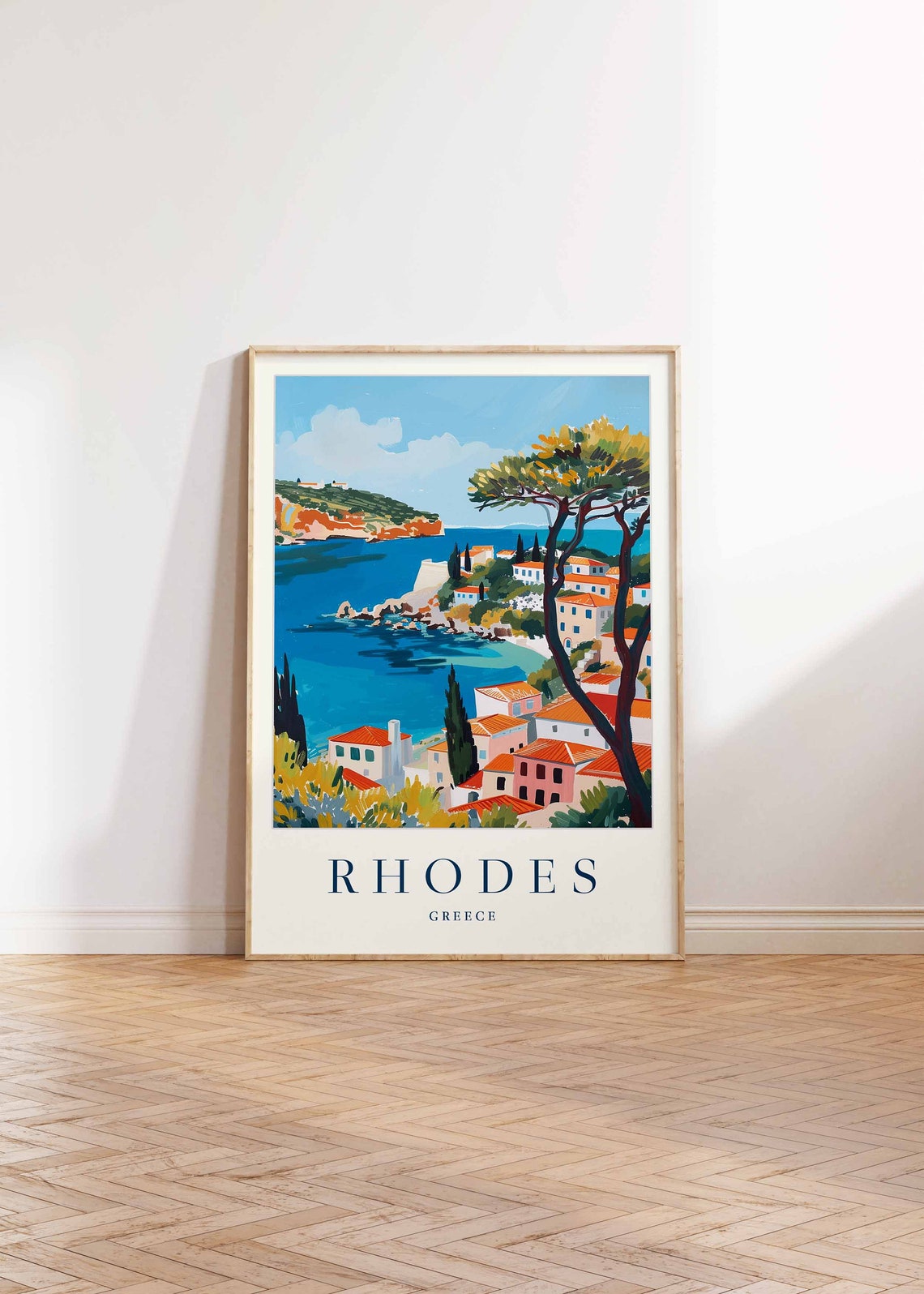 Rhodes Poster Rhodes Travel Print Greece Wall Art Greek Decor Tropical Decor Sea Print Rhodes Gift Rhodes Travel Poster - Image 2