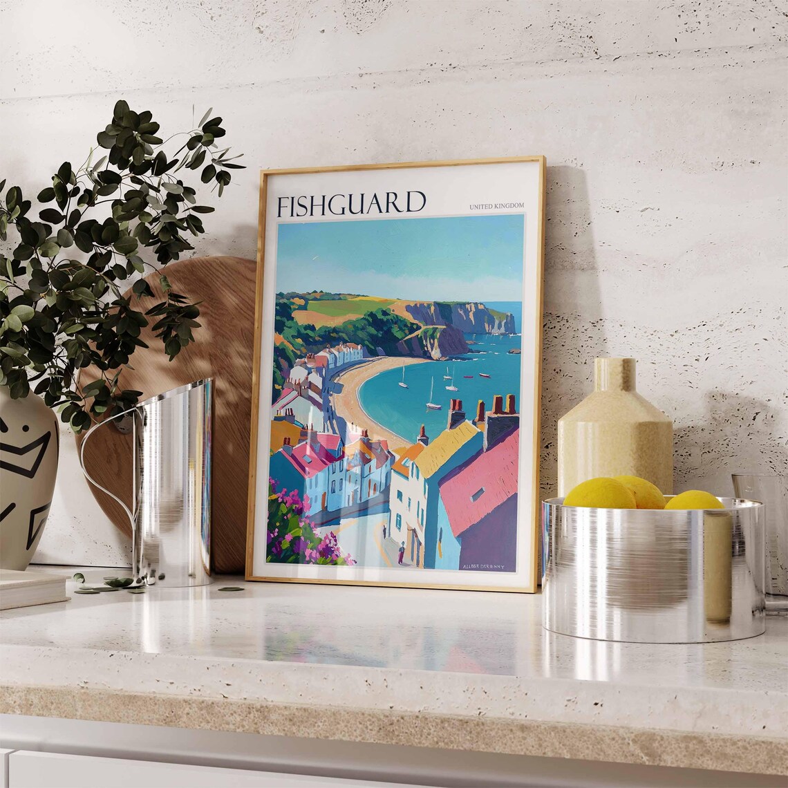 Fishguard Poster Wales Travel Poster Coastal Wall Art Welsh Decor Uk Travel Poster Welsh Landscape Uk Travel Prints Seaside Towns - Image 2
