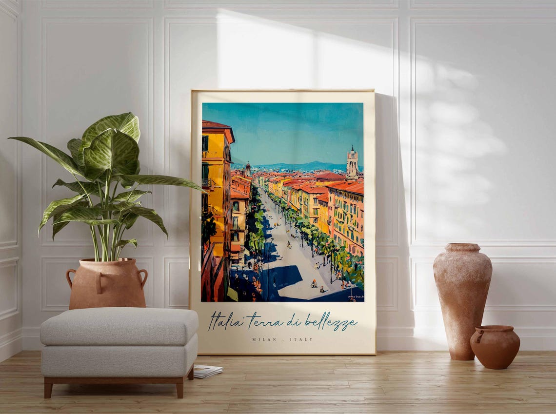 Milan Poster Italian Travel Print Milan Travel Art Milan Wall Art Italy Art Italy Travel Decor Italian Travel Gift - Image 3