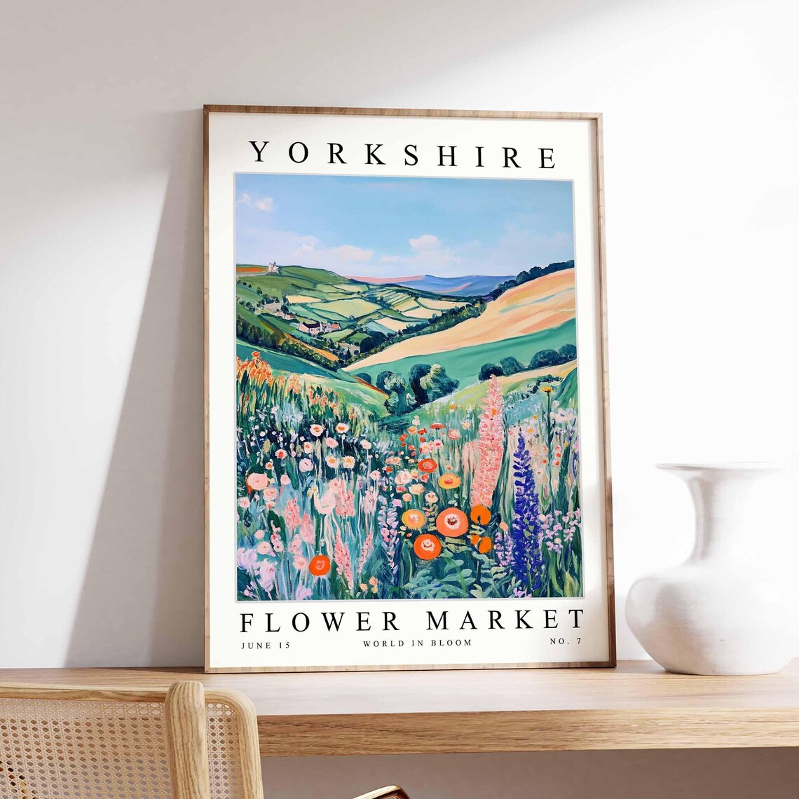 Yorkshire England Flower Market Rolling Dales Foxglove Poster