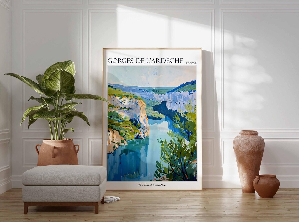 Gorges de l'Ardèche France Blue River Limestone Canyon Travel Poster - Image 3