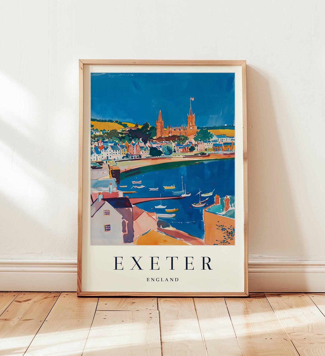 Exeter England Travel Poster, Devon Cathedral