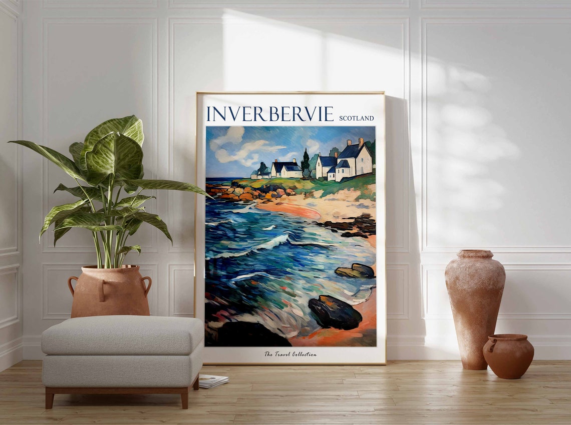 Inverbervie Poster Inverbervie Travel Print Scotland Travel Poster Scottish Decor Tropical Decor Sea Print Inverbervie Travel Poster - Image 3
