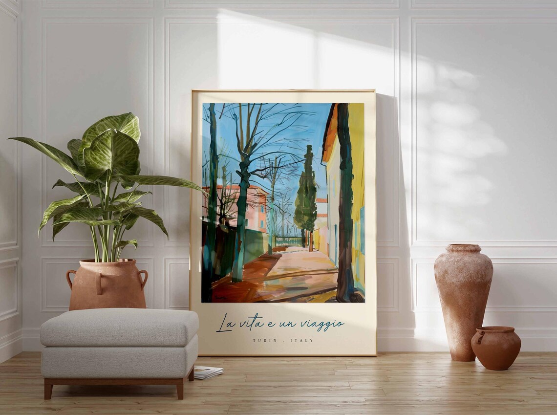 Turin Tree Lined Street La Vita E Un Viaggio Quiet Alley Poster - Image 3
