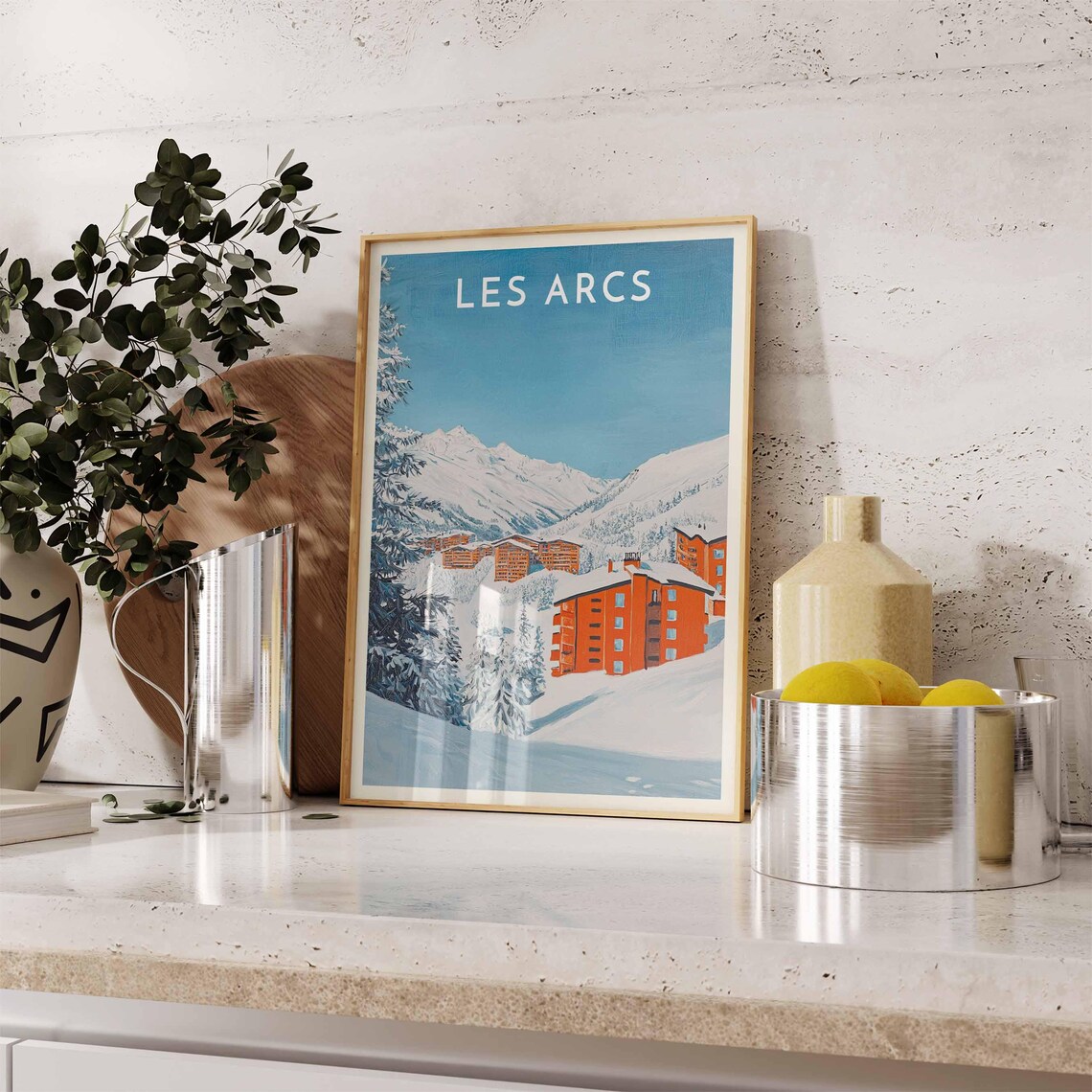 Skiing Travel Poster Les Arcs Ski Print France Travel Print Skiing Art Skiing Print Winter Sport Art Ski Gift - Image 2