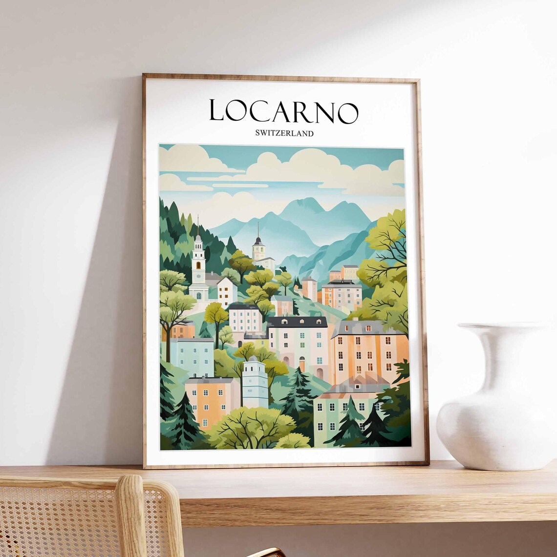 Locarno Switzerland Vintage Style Travel Poster