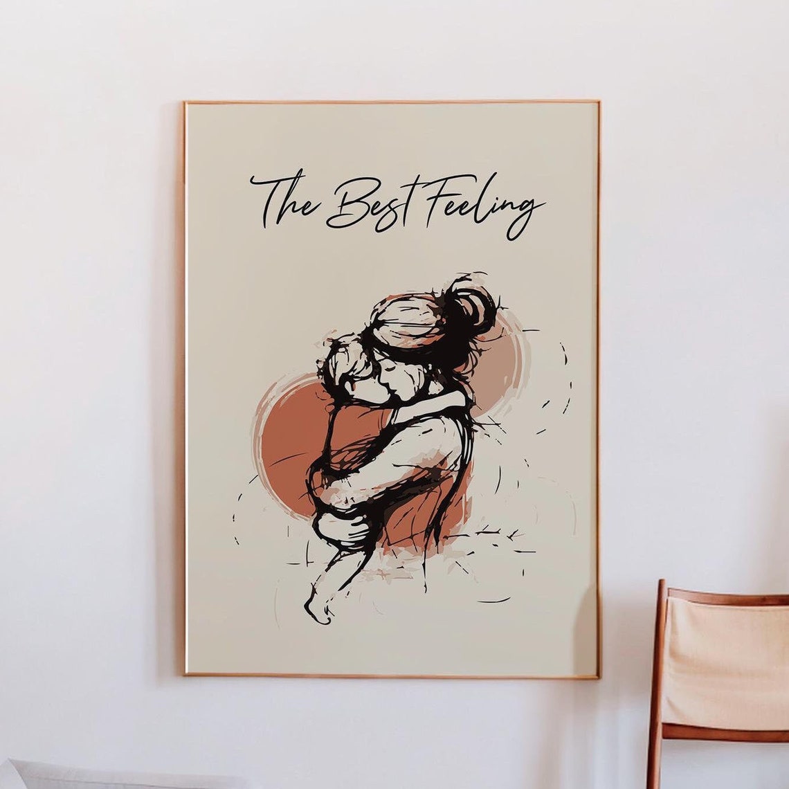 The Best Feeling Mother And Child Ink Sketch Hug Quote Poster