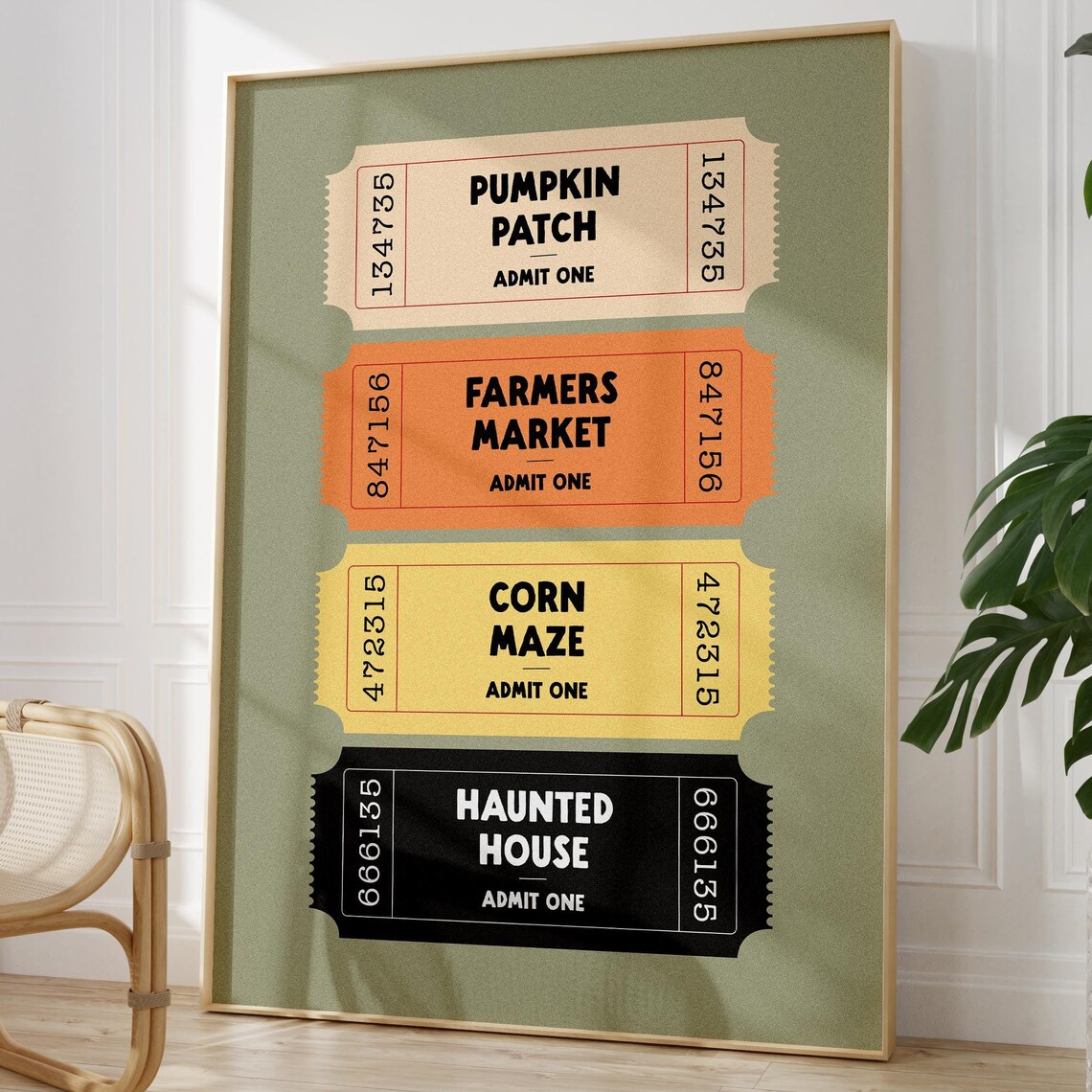 Autumn Halloween Pumpkin Patch Ticket Art Print